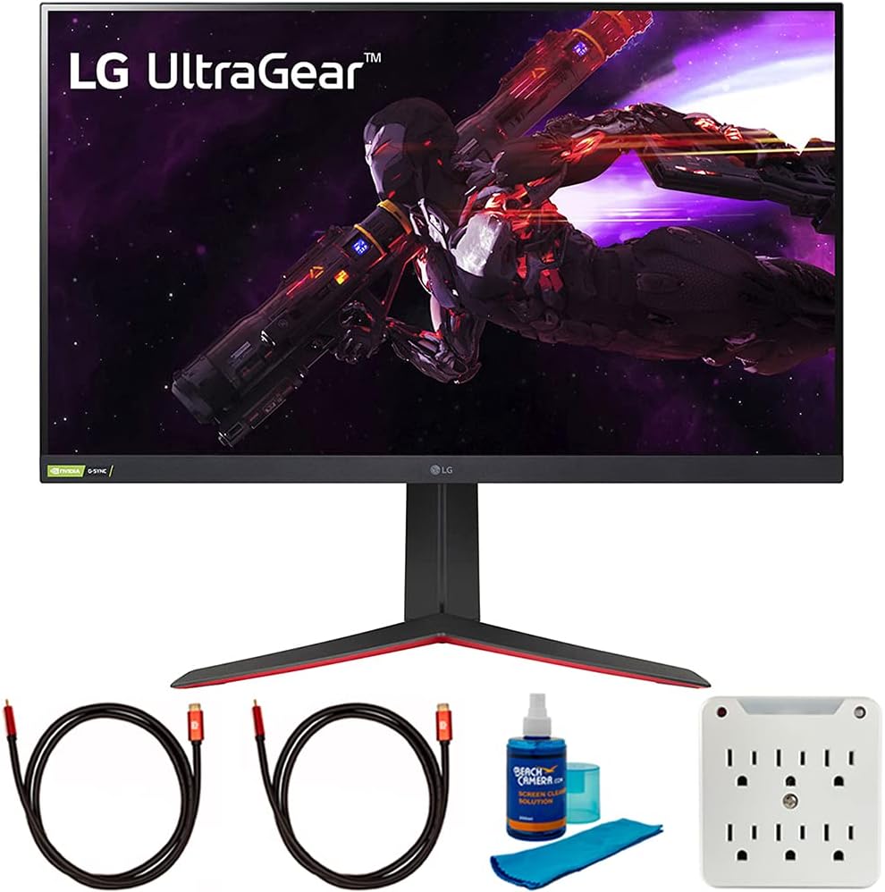 LG 32GP850-B 32 inch Ultragear QHD Nano IPS 165Hz HDR Monitor + G-SYNC Compatibility Bundle with 2X 6FT Universal 4K HDMI 2.0 Cable