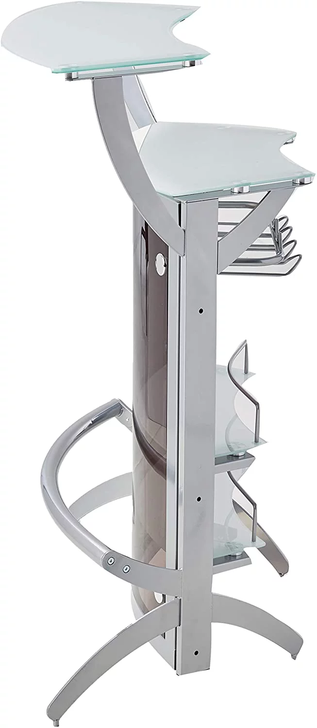 Dallas 2-shelf Home Bar Silver and Frosted Glass