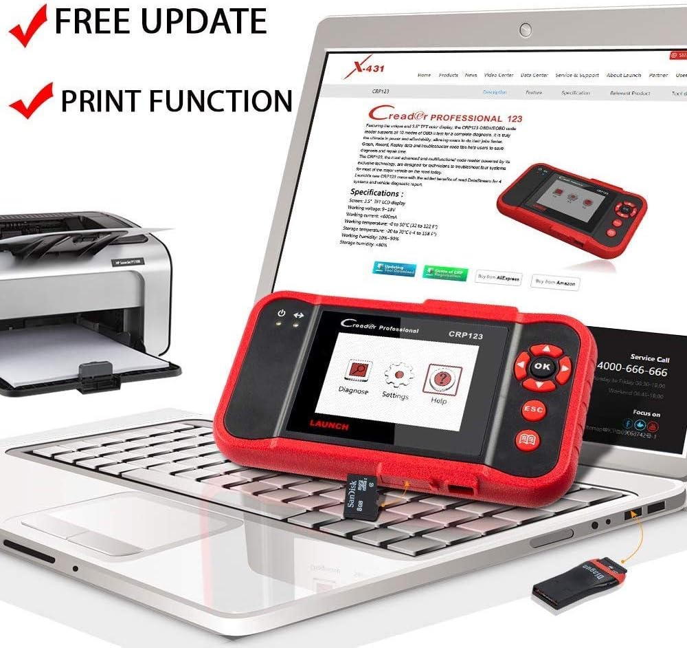 LAUNCH CRP123 OBD2 Scanner Engine/ABS/SRS/Transmission Code Reader Car Diagnostic Scan Tool,Full OBDII Modes Automotive Scanner