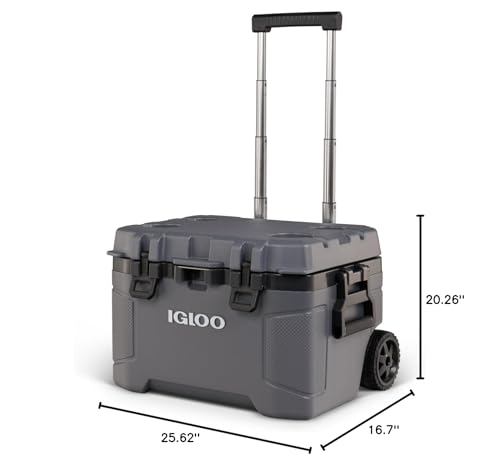 Igloo Trailmate 52Qt Wheeled Cooler, Insulated Hard Shell Ice Chest, Modern Blue