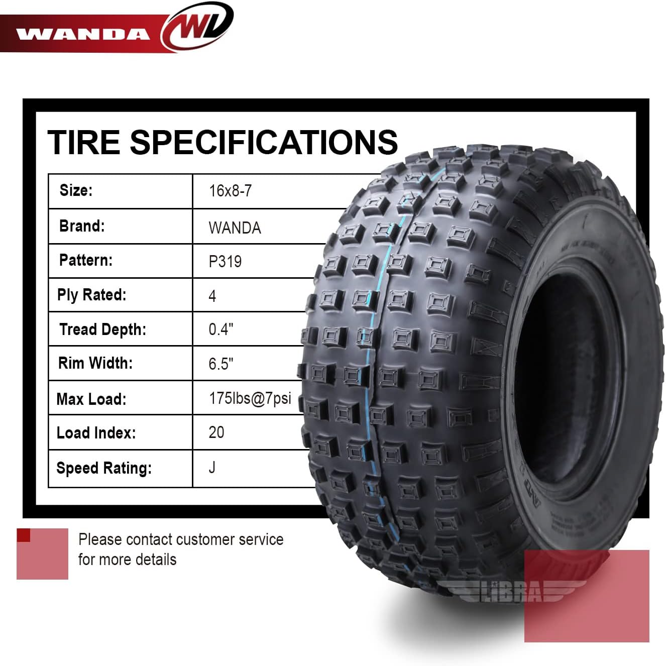 Set of 2 Sport ATV tires go cart tires 16x8-7 16X8X7 4PR Pack of 2