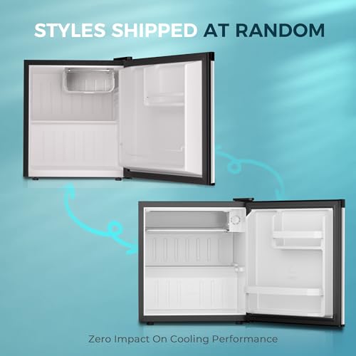 EUHOMY 1.7 Cu.Ft Mini Fridge with Freezer, Reversible Single Door Compact Refrigerator, Adjustable Thermostat, Energy Saving, Mini Fridge for Bedroom