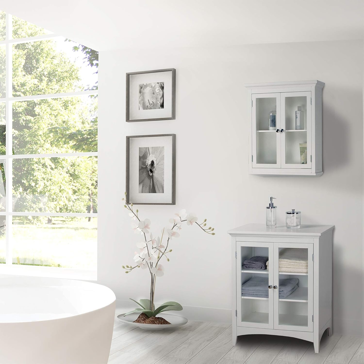 Elegant Home Fashions Madison Detachable Bathroom Cabinet, One Size, White & Neal Bathroom Cabinet, One Size, White