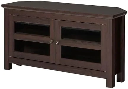 RUNFAYBIU Modern Farmhouse Wood Corner Universal TV Stand for TV's up to 50"