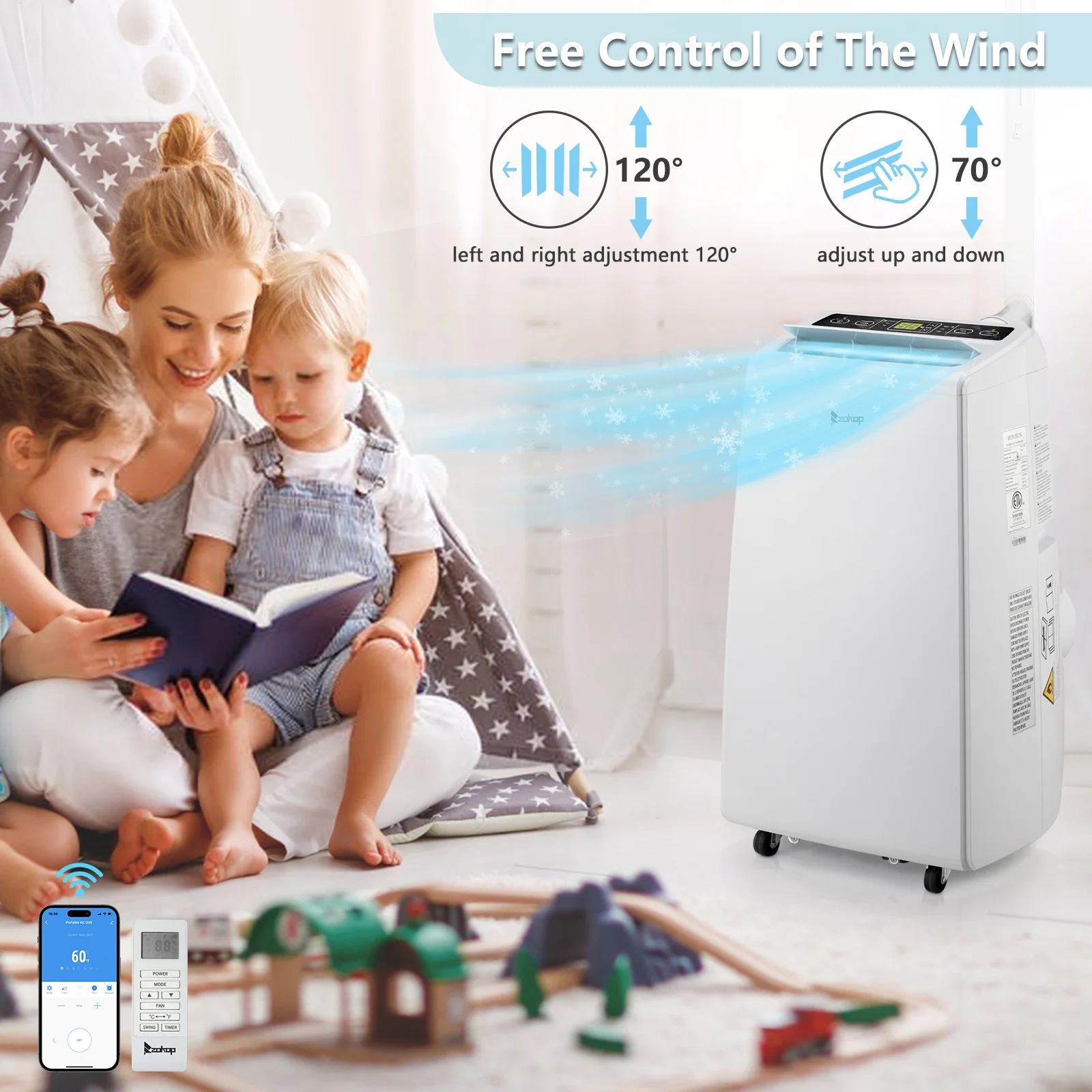GoDecor Portable Air Conditioner 12000 BTU Power Plug in AC Cold Indoor Room Conditioning System with Cooler, Dehumidifier, Fan, Exhaust Hose
