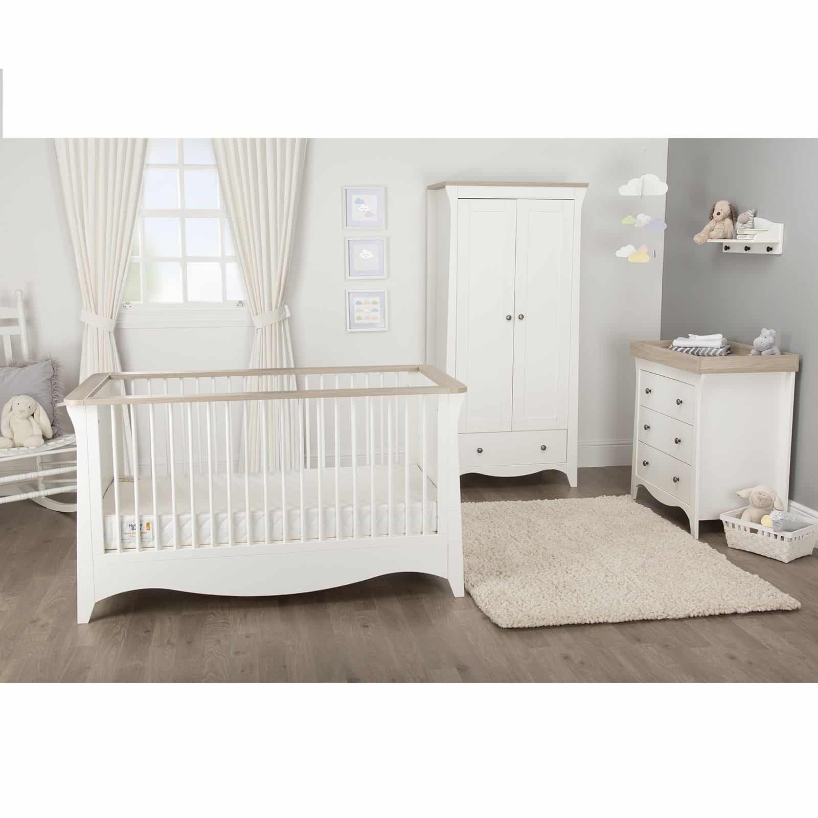 CuddleCo Clara 4 Piece Nursery Set – White/Ash