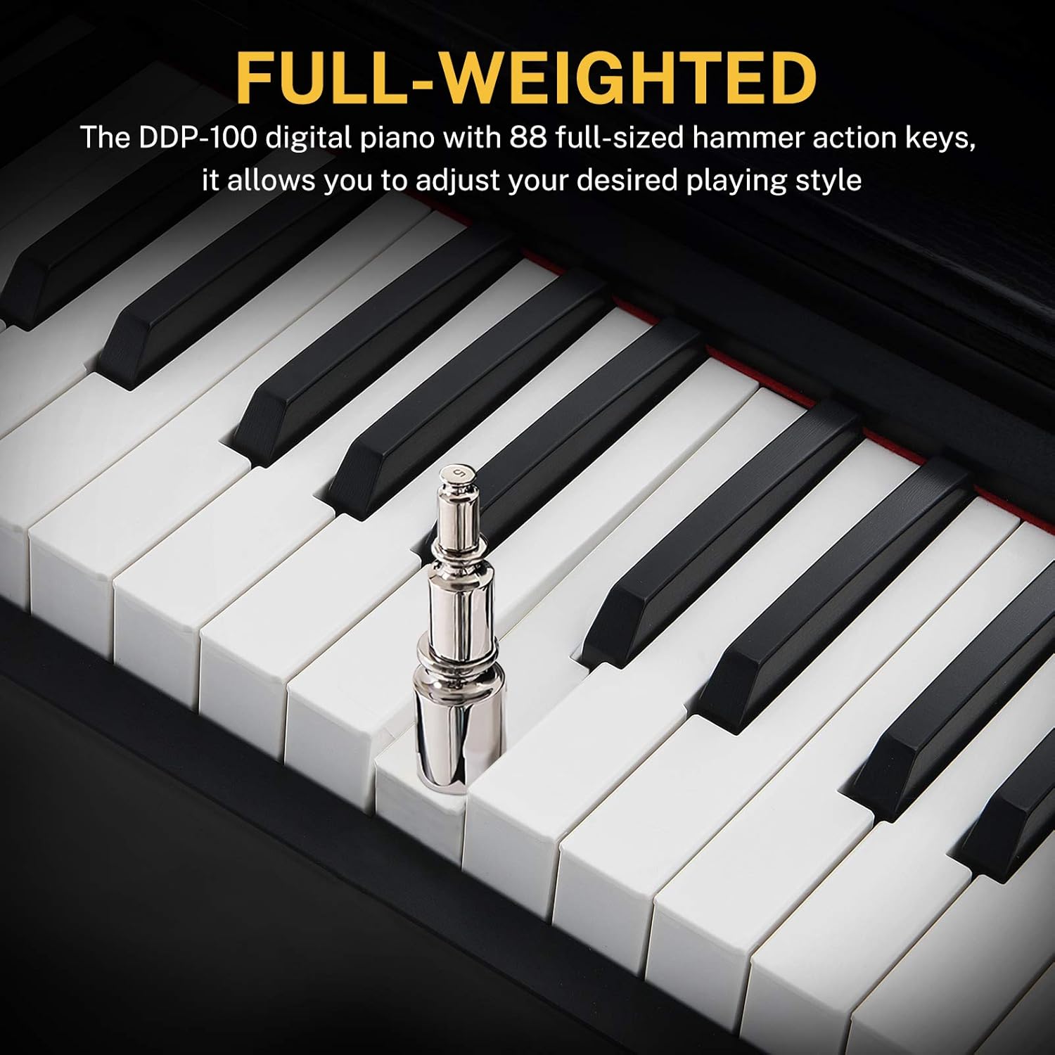 Donner DDP-100 88-Key Weighted Action Digital Piano, Beginner Bundle with Furniture Stand, Power Adapter, Triple Pedals, MP3 Function, Black