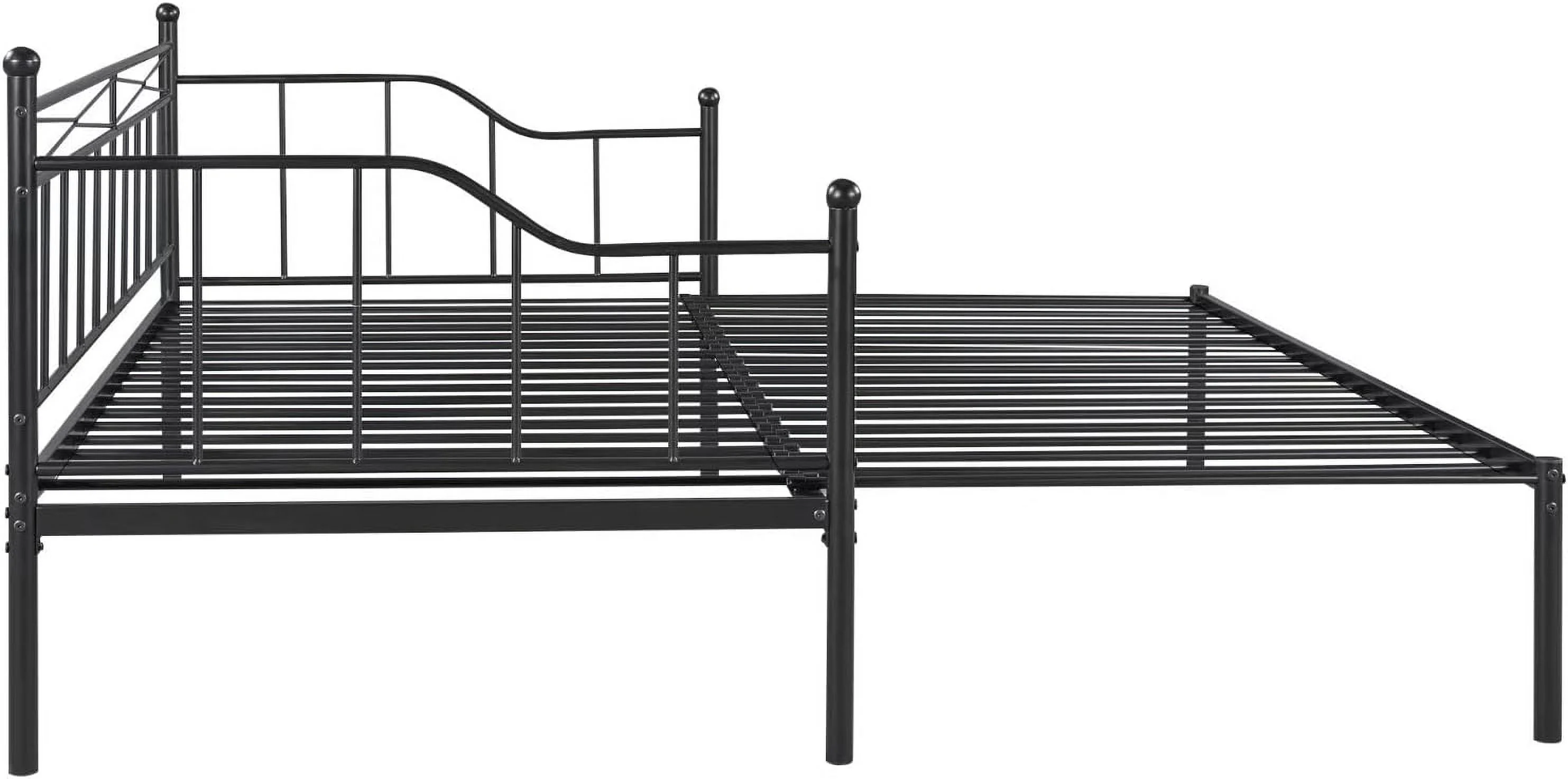 Metal Daybed with Trundle, Twin Size Daybed Frame with Heavy Duty Slats, Modern Space Saving Sofa Bed for Bedroom Living Room