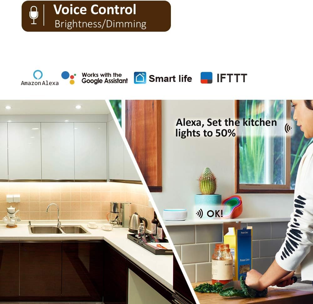Smart Under Cabinet Lights Work with Alexa Echo, Google ,Siri, LED Light for Kitchen Shelf Counter Lighting with App