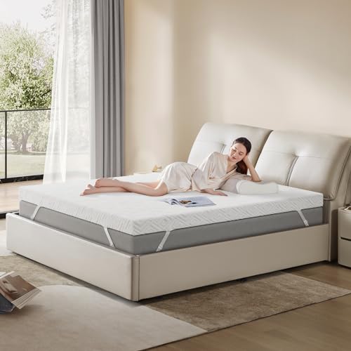 Memory Foam Mattress Topper - 3 Inch Gel Mattress Pad for Pressure Relief, Premium Soft Cooling Sleep Bed Topper