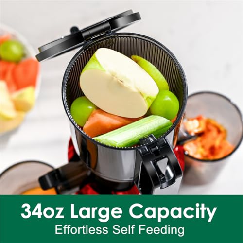 Cold Press Juicer Machines,Fretta Slow Masticating Juicer Machines with 4.25" Large Feed Chute,Fit Whole Fruits & Vegetables Easy Clean Self Feeding