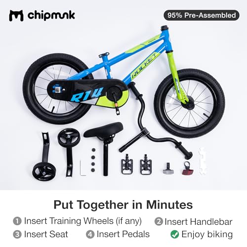 Chipmunk Kids Bike Toddlers 12 14 16 18 Inch Wheel Bicycle Beginners Boys Girls Ages 3-11 Years, Multiple Color Options