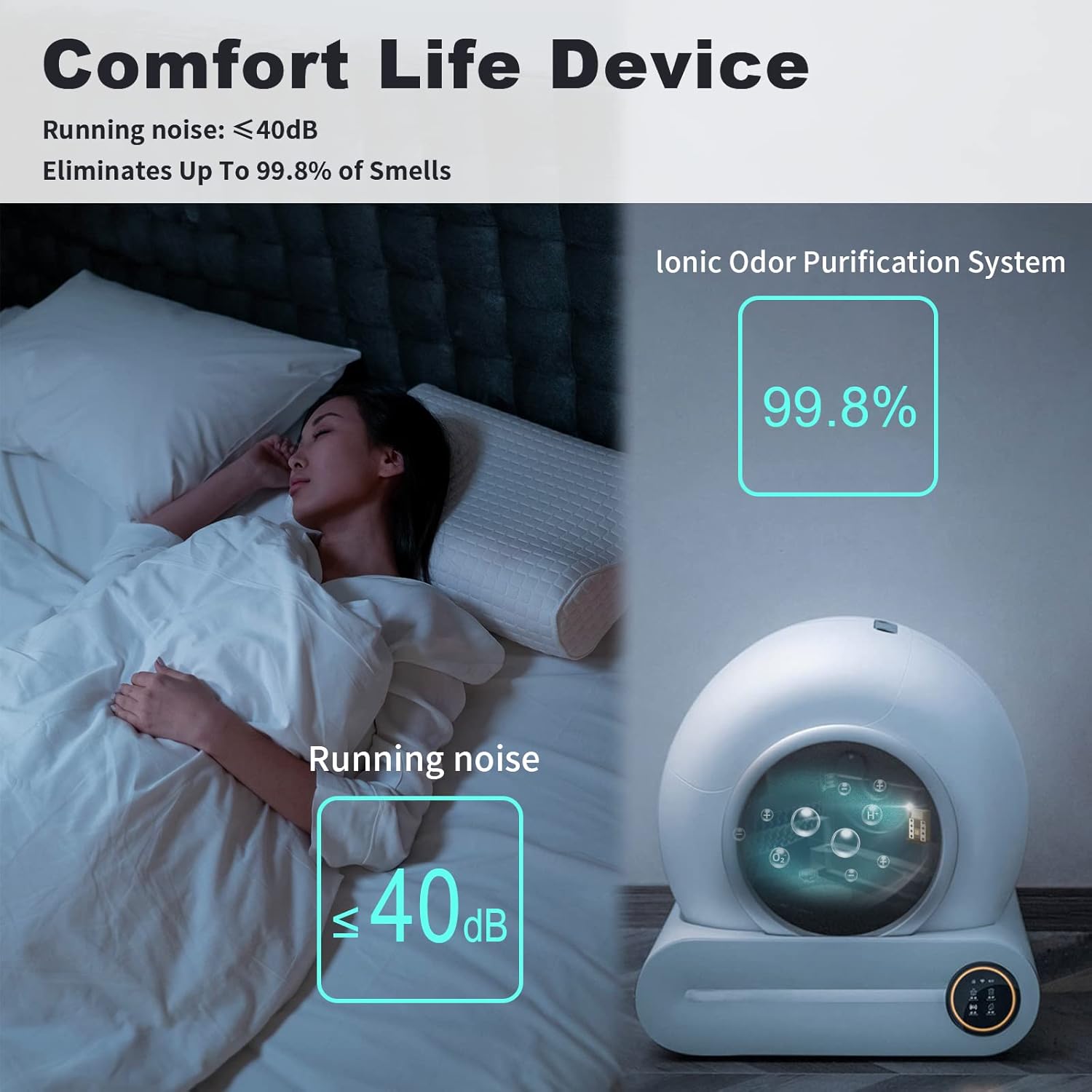 【New】 Automatic Cat Litter Box, Extra Large 65+9L Self-Clean/Free-Scoop Litter Box Robot Toilet, Safety Protection/APP Control/Odor Isolation