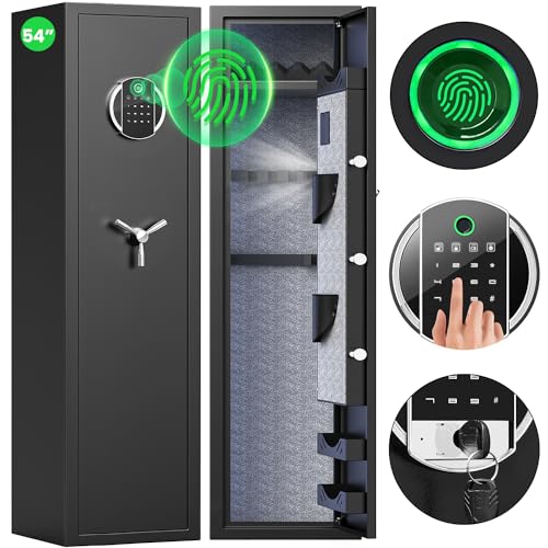 Fireproof Long Gun Safe for Rifles, 5-7 Digital Rifle Gun Safe with LCD Touch Screen Keypad
