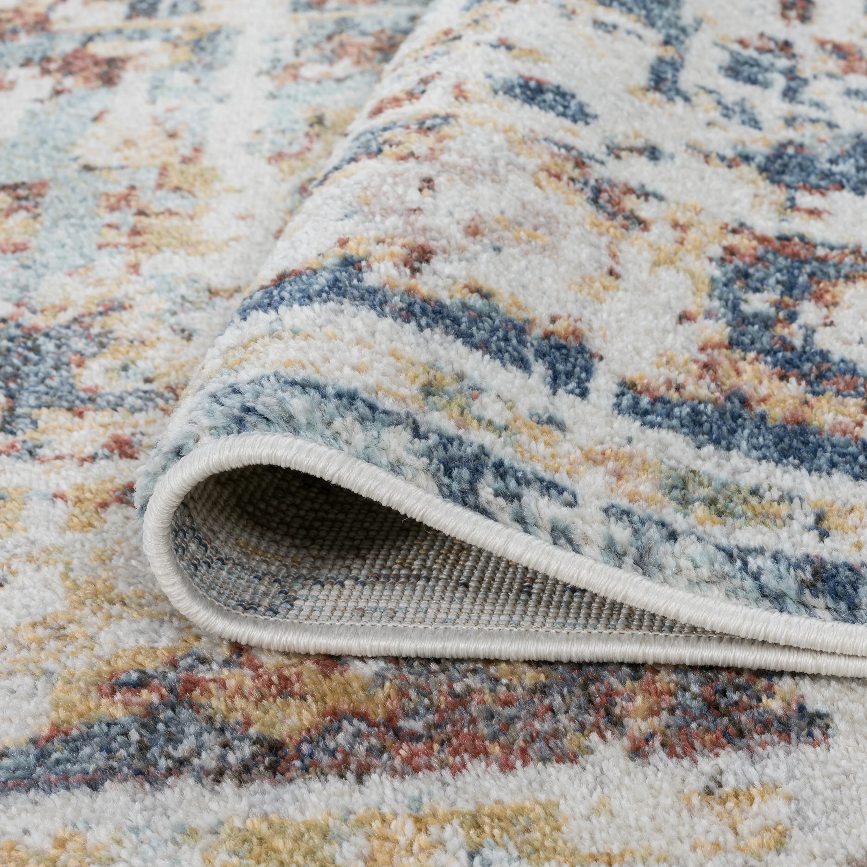 Traditional 5x7 Area Rug (5'3'' x 7'3'') Oriental Navy, Cream Living Room Easy to Clean