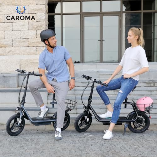 Caroma Peak 500W/800W/1200W Electric Scooter with Seat 14" Tire, 30 Miles Range 20MPH Max Speed, Foldable Electric Scooter for Adults 300 LBS Max Load