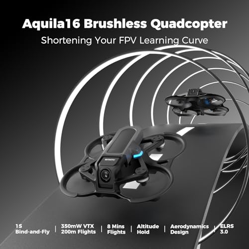 BETAFPV Aquila16 1S Brushless Quadcopter with Altitude Hold Function, 8 Mins Flight, 200m Distance, 3 Flight Speed Modes, Built-in Propeller Guard