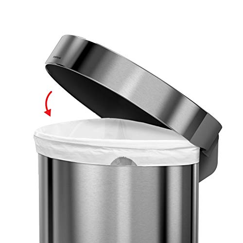 simplehuman 45 Liter / 12 Gallon Semi-Round Automatic Sensor Trash Can, Brushed Stainless Steel