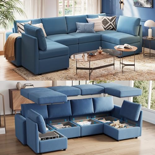 LINSY HOME Modular Sectional Sofa, Convertible U Shaped Sofa Couch with Storage, Memory Foam, Modular Sectionals with Ottomans