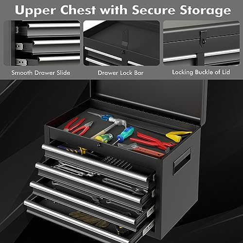Goplus Rolling Tool Chest, 5-Drawer Tool Box Organizer w/Lockable Wheels & Sliding Drawers & Detachable Top & Adjustable Shelf