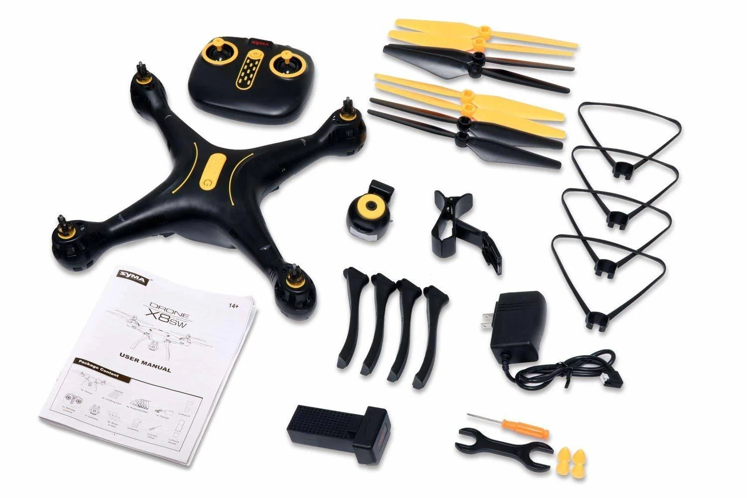 Syma X8SW WiFi FPV Quadcopter Drone 720p HD Camera Altitude Hold (Black/Yellow)