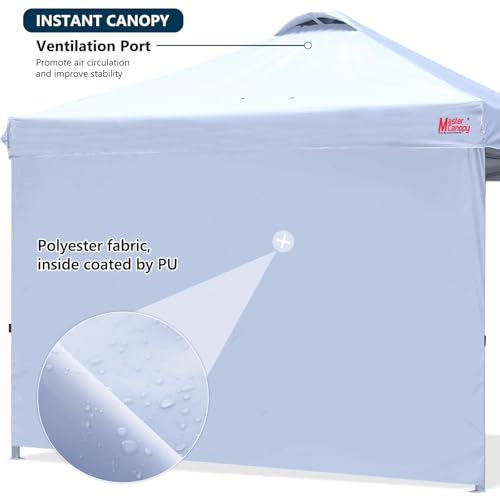 MASTERCANOPY Durable Pop-up Canopy Tent with 1 Sidewall (10'x10',White)
