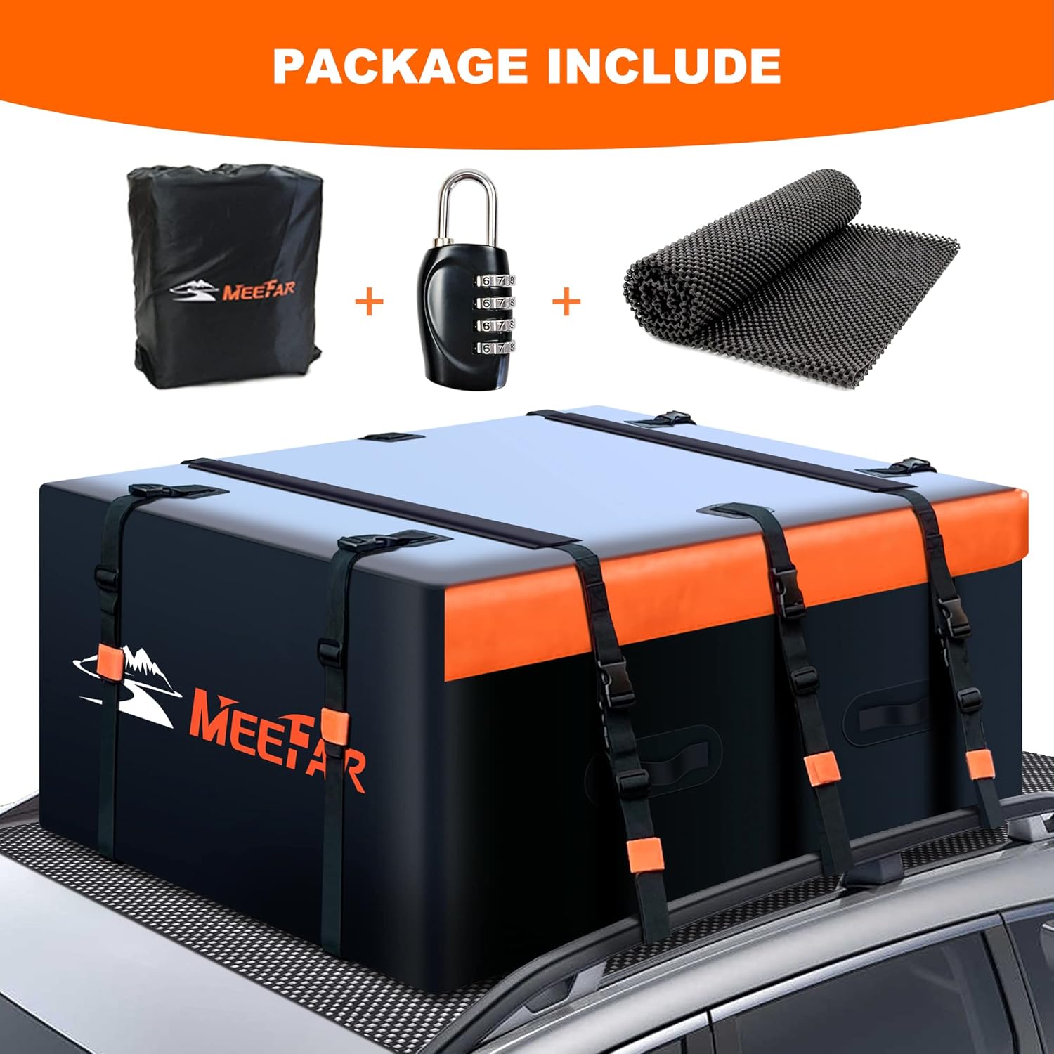 MeeFar Hitch Mount Cargo Carrier Bag Soft Shell 100% Waterproof 20 Cubic Feet (59 24 24) Include 8 Reinforced Straps for Truck Pickup All Vehicle