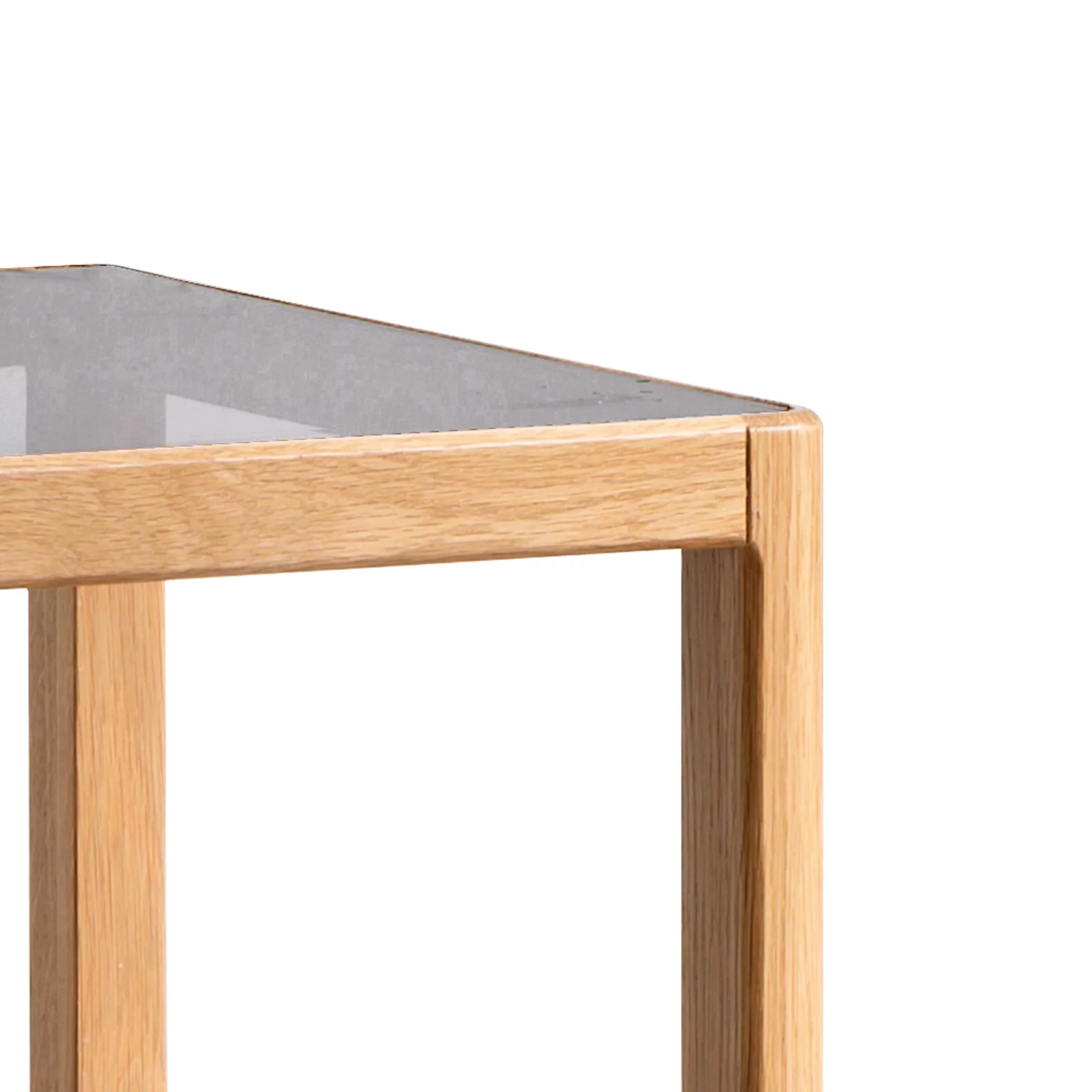 aixvx Natural Oak Wood End Table with Tempered Glass for Living Room, Dinning Room, or Bedroom