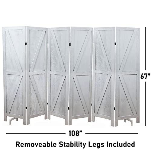Premium Home Room Divider and Folding Privacy Screens for Partition, Wall dividers, Room Separator, Temporary Wall, Rustic Barnwood (Barnwood X)