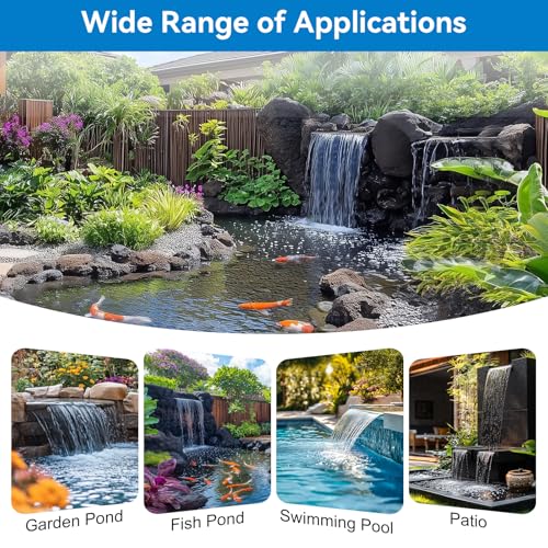 POPOSOAP 24 Inch Pond Waterfall Spillway with 1200GPH Pump, 304 Stainless Steel Waterfall Kit with 9.8FT Corrugated Tube