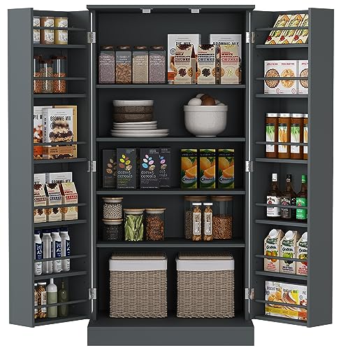 Yusong 72'' Tall Kitchen Pantry Cabinet, Farmhouse Storage Cabinet with 4 Doors, Drawer and Adjustable Shelf