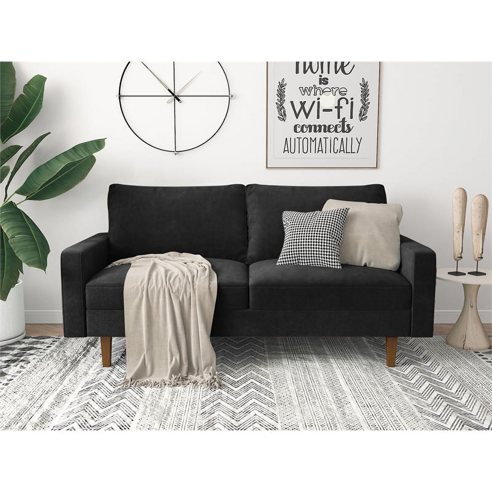 Kingway Furniture Ameli Velvet Living Room Sofa in Black