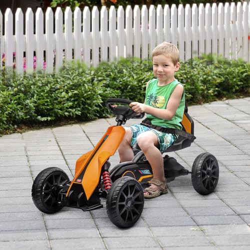 Aosom 12V Electric Go Kart for Kids, Outdoor Ride-On Toy with Forward Backward Drive & Adjustable Speed, Gift for Child 3-8 Years Old, White