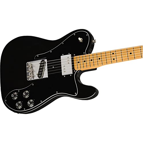 Fender Vintera 70s Custom Telecaster Electric Guitar, with 2-Year Warranty, Black, Maple Fingerboard