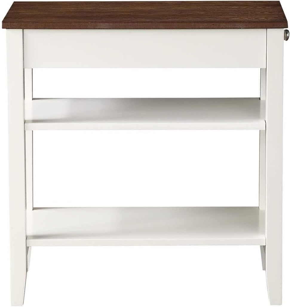 Convenience Concepts American Heritage Three Tier End Table With Drawer, Driftwood / White