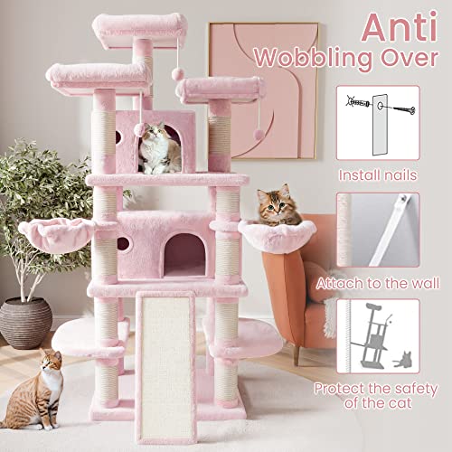 SHA CERLIN 68 Inches Multi-Level Large Cat Tree for Large Kitties/Big Cat Tower with Condo/Cozy Plush &zwnj