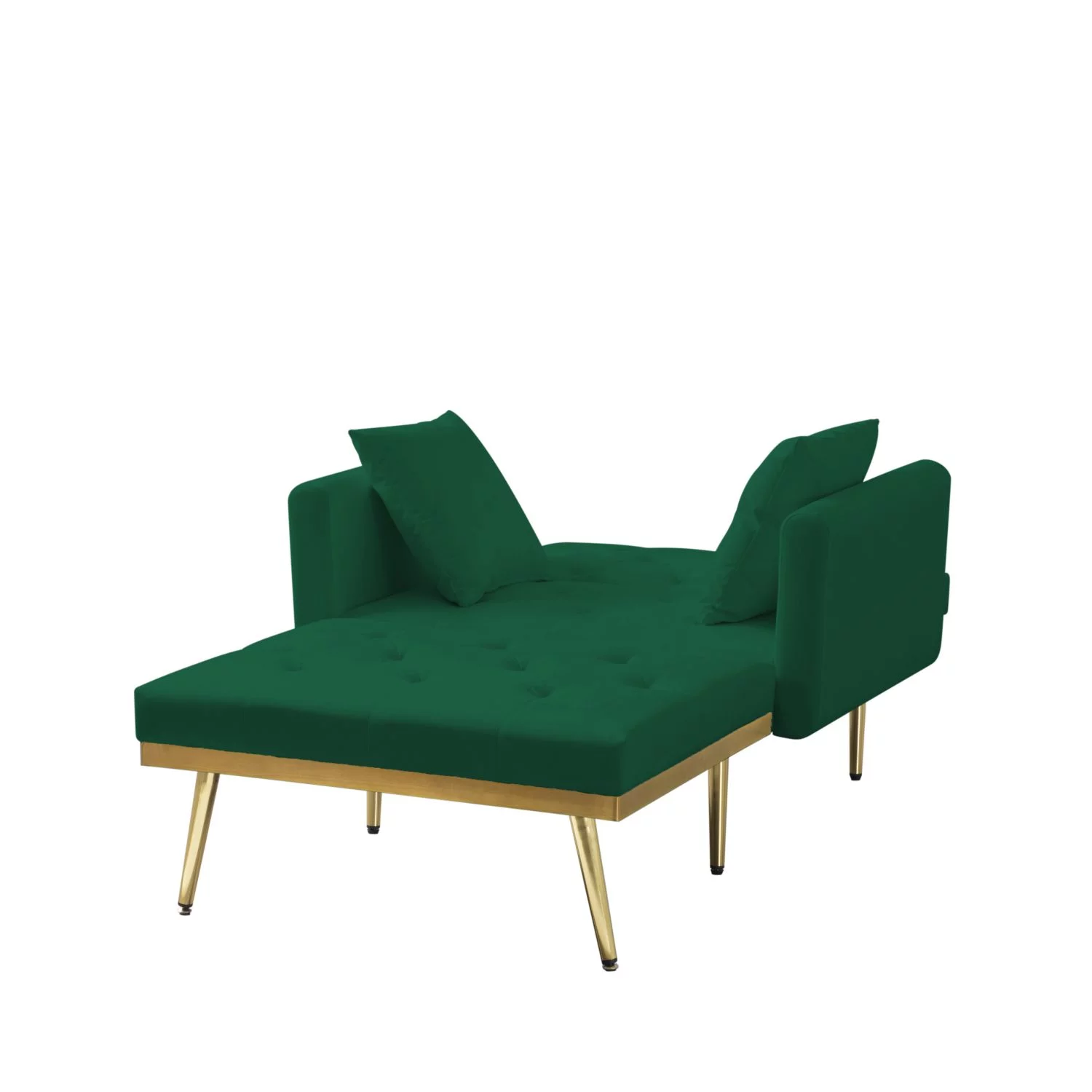 BSHTI Chaise Lounge,Convertible Chaise Futon Sofa Bed Upholstered Chaise Lounge for Livingroom(Green)