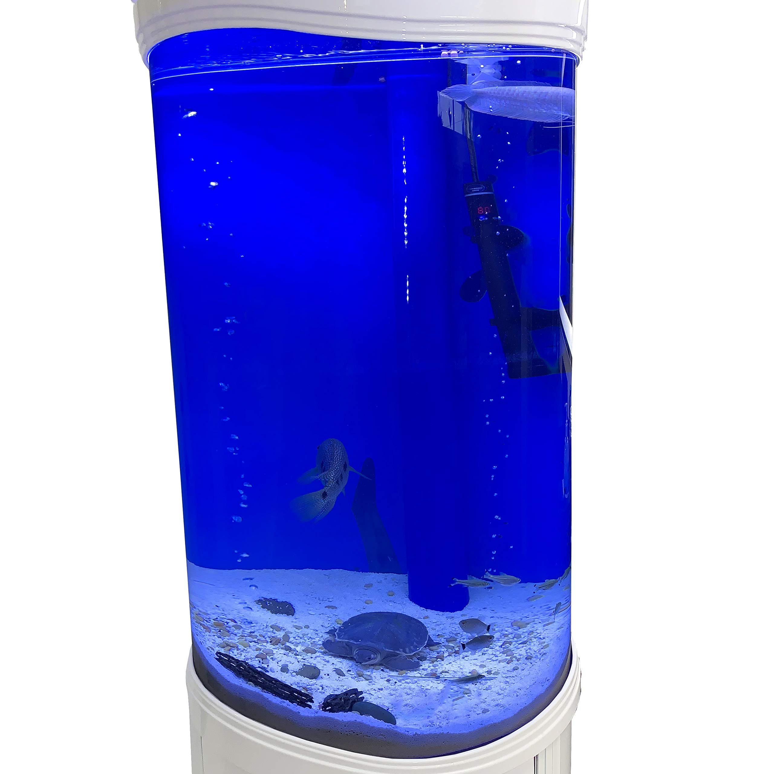 【Furniture】Aqualic 360 Acrylic Aquarium Cylinder Fish Tank 70 Gallons w/ LED Light & Sump Tank
