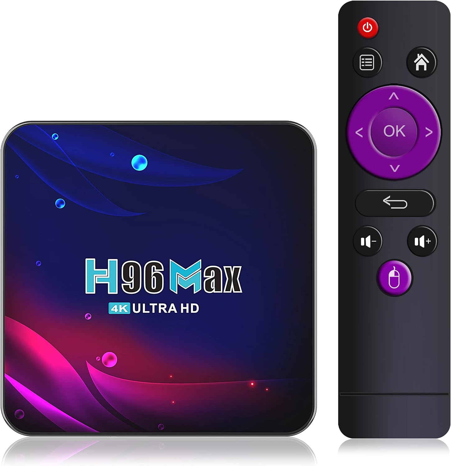 Smart TV Box 4G+64GB H96 Max Android 11.0 RK3318 Quad-Core with 2.4G WiFi 4K Ultra HD H.265 Streaming Media Player Pack of 2