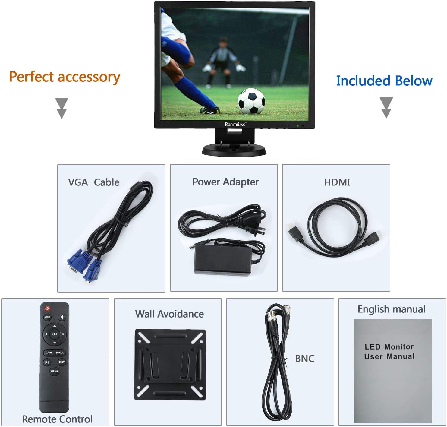 14 inch Small tv Mobile CCTV Monitor Security Camera Surveillance Monitor 1024x768 HD Display HDMI USB VGA BNC AV Various Connections LCD PC Monitor