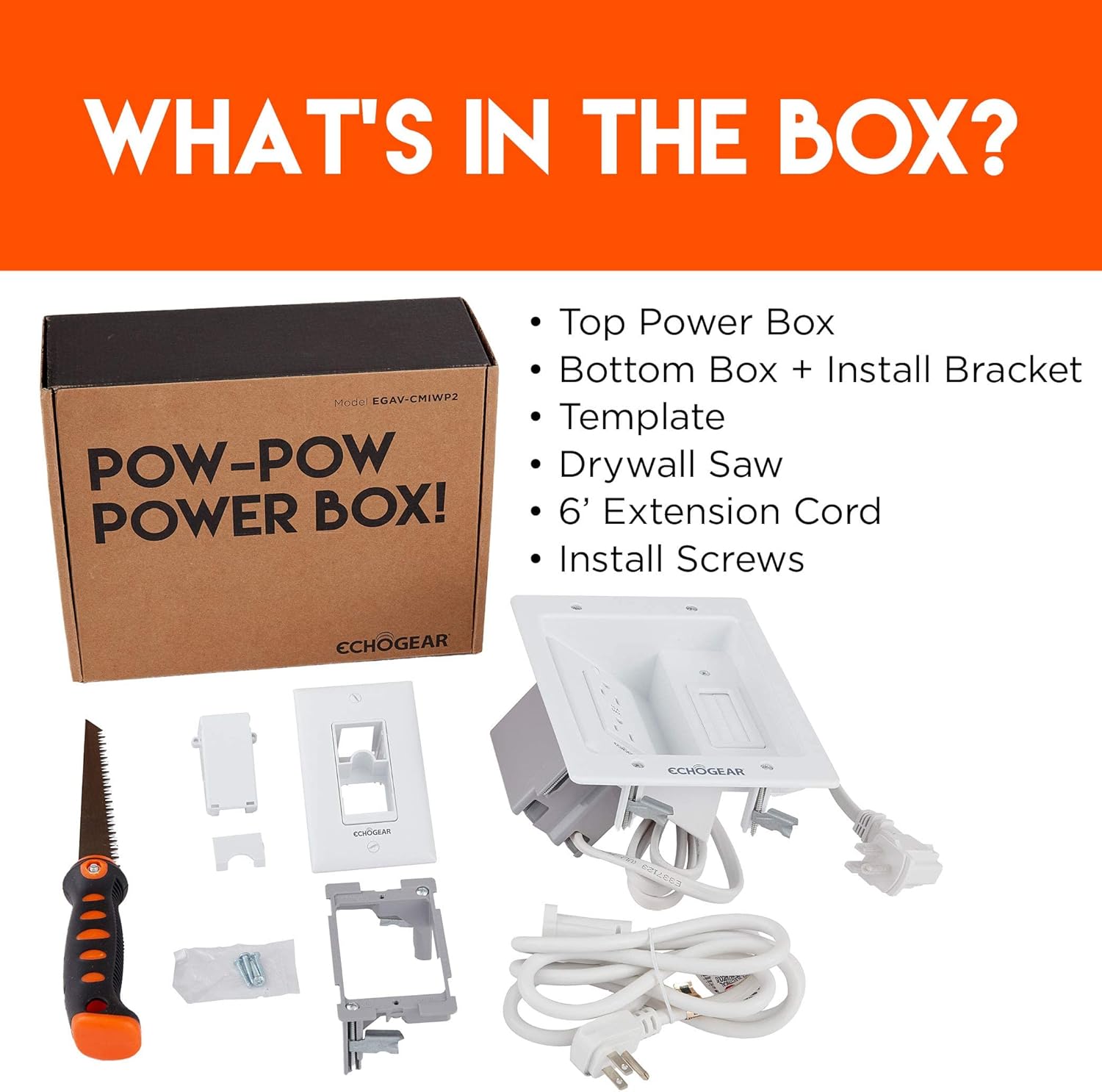 ECHOGEAR in-Wall Cable Concealer Kit - Includes Power & Low Voltage Cable Management - Hide TV Wires When Mounting A TV