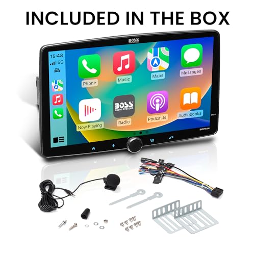 BOSS Audio Systems BVCP9700A-FL Single DIN Car Stereo Wireless Apple CarPlay, Android Auto, 7 Inch Touchscreen, Bluetooth, AM/FM Radio Receiver