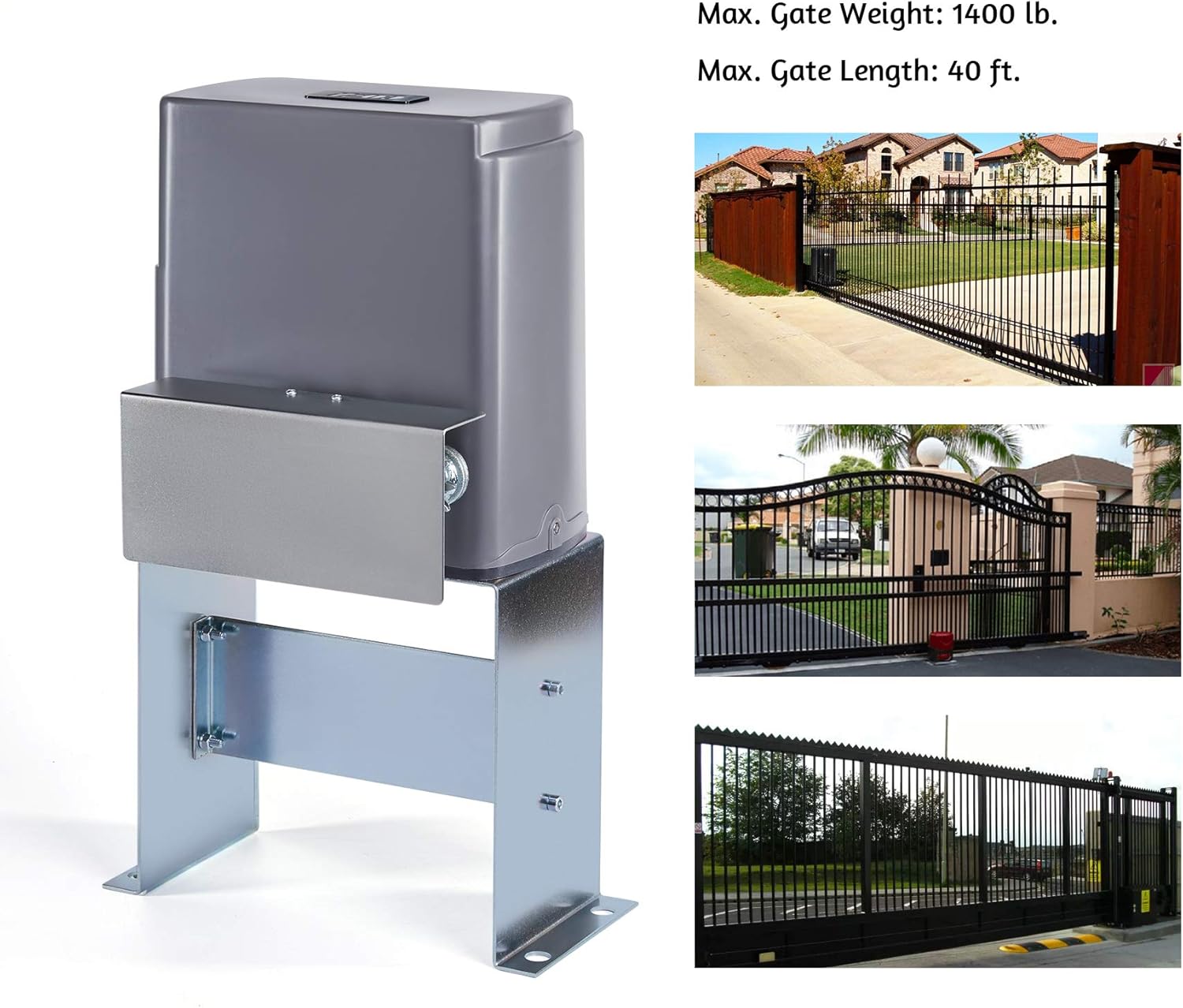 CO-Z Automatic Sliding Gate Opener with 2 Remote Controls, Electric Rolling Driveway Slide Gate Motor