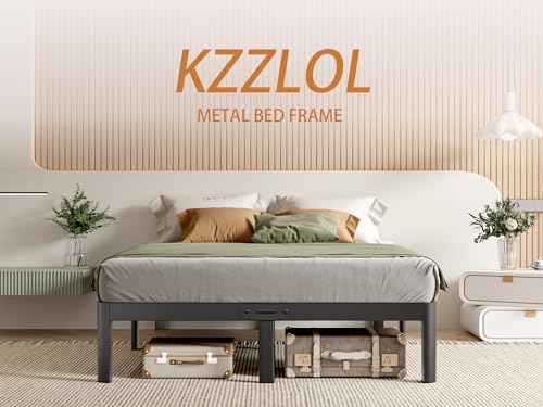 Full Size Bed Frame No Box Spring Needed, 14 Inch Metal Full Bed Frame, DIY Headboard Holes, Heavy Duty Steel Support 3500 LBS, Noiseless