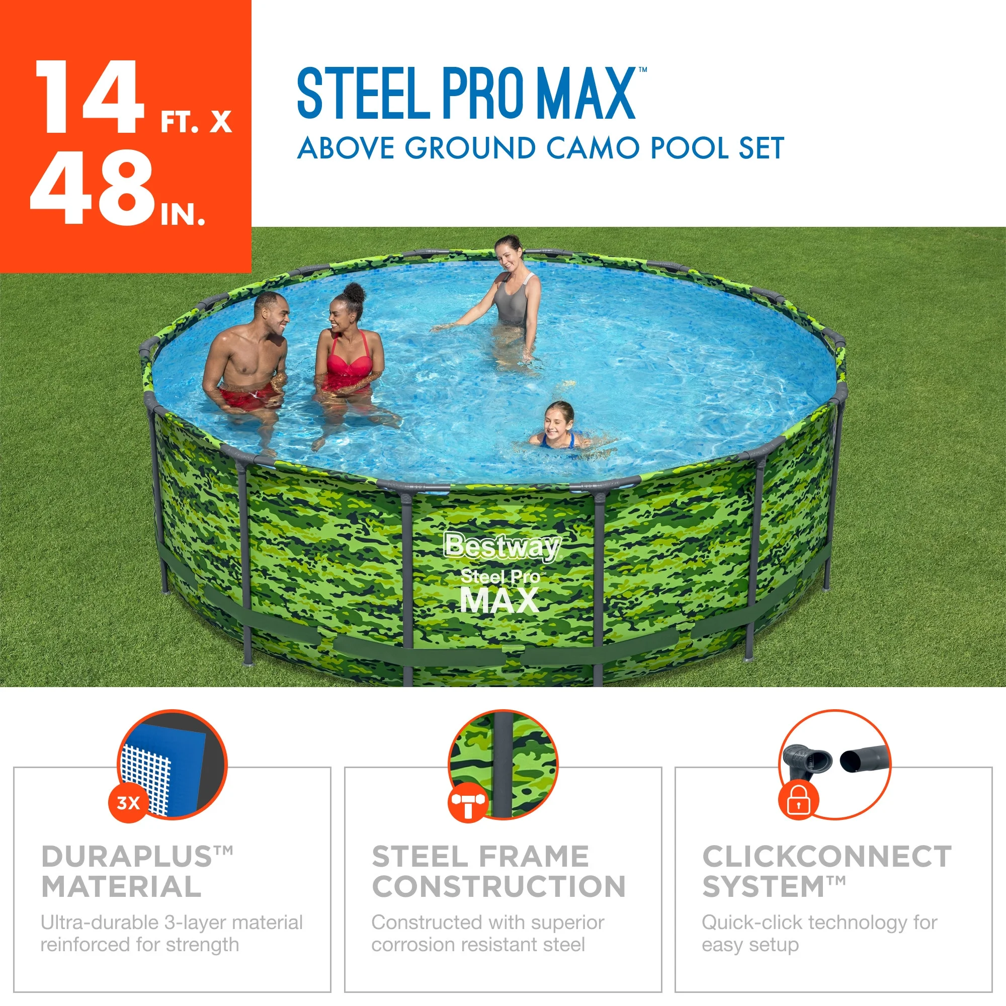 Steel Pro Max 14'x48" Camo Above Ground Pool Set