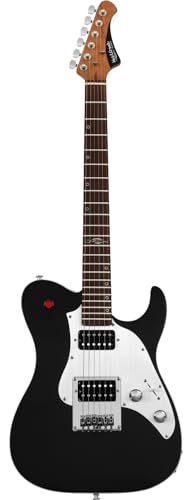 WestCreek TT-50KS Solid Body Electric Guitar, Mahogany Body, Maple Neck, Rosewood Fretboard, Rounded End Frets, Bone Nut, 22 Frets (Black)