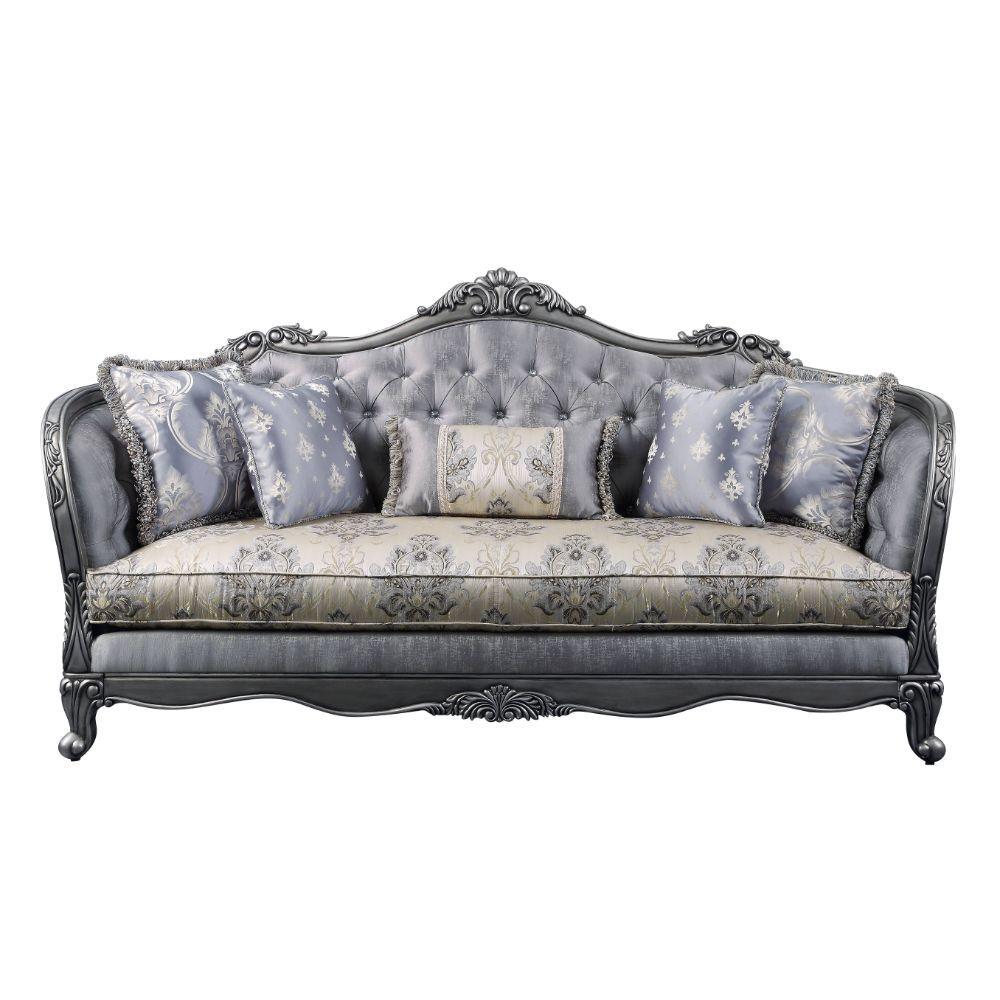 Luxury Lustrous Fabric & Platinum Ariadne Sofa Set 2 Pcs 55345 ACME Traditional
