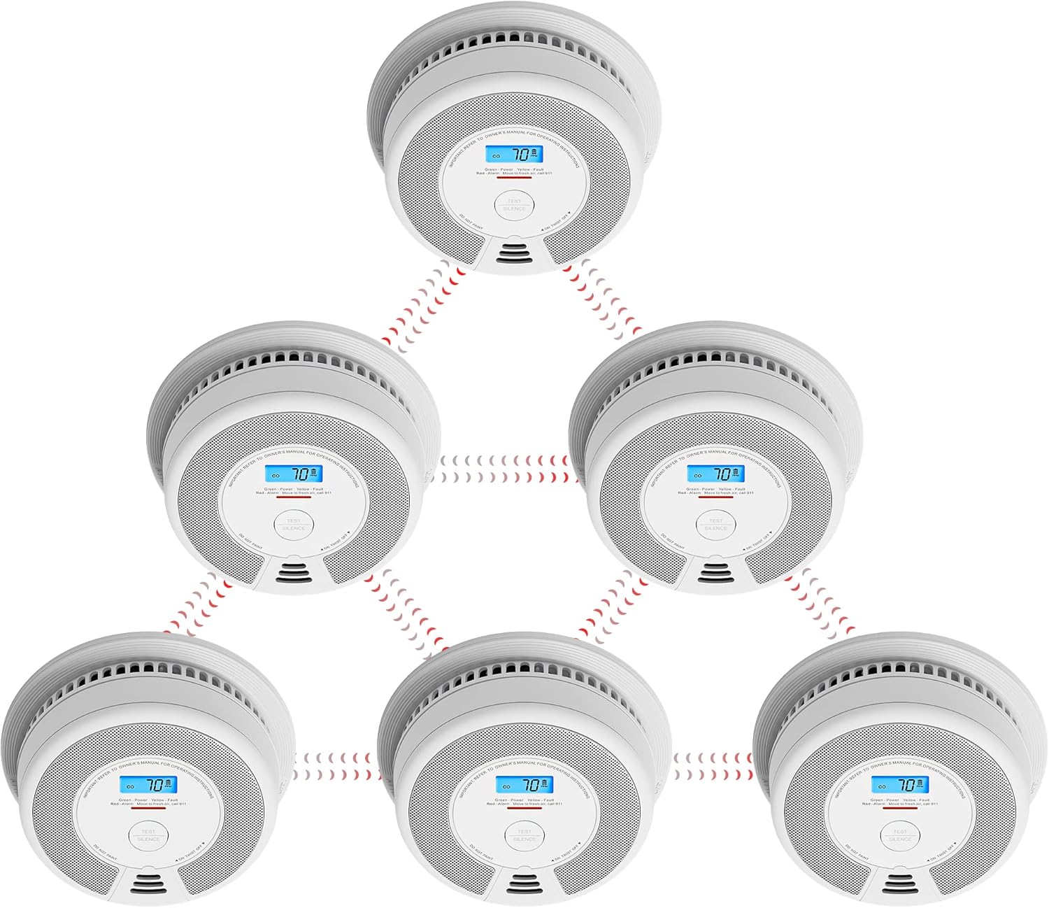 X-Sense Wireless Interconnected Combination Smoke and Carbon Monoxide Detector with LCD Display & 10-Year Battery, Over 820 ft Transmission Range