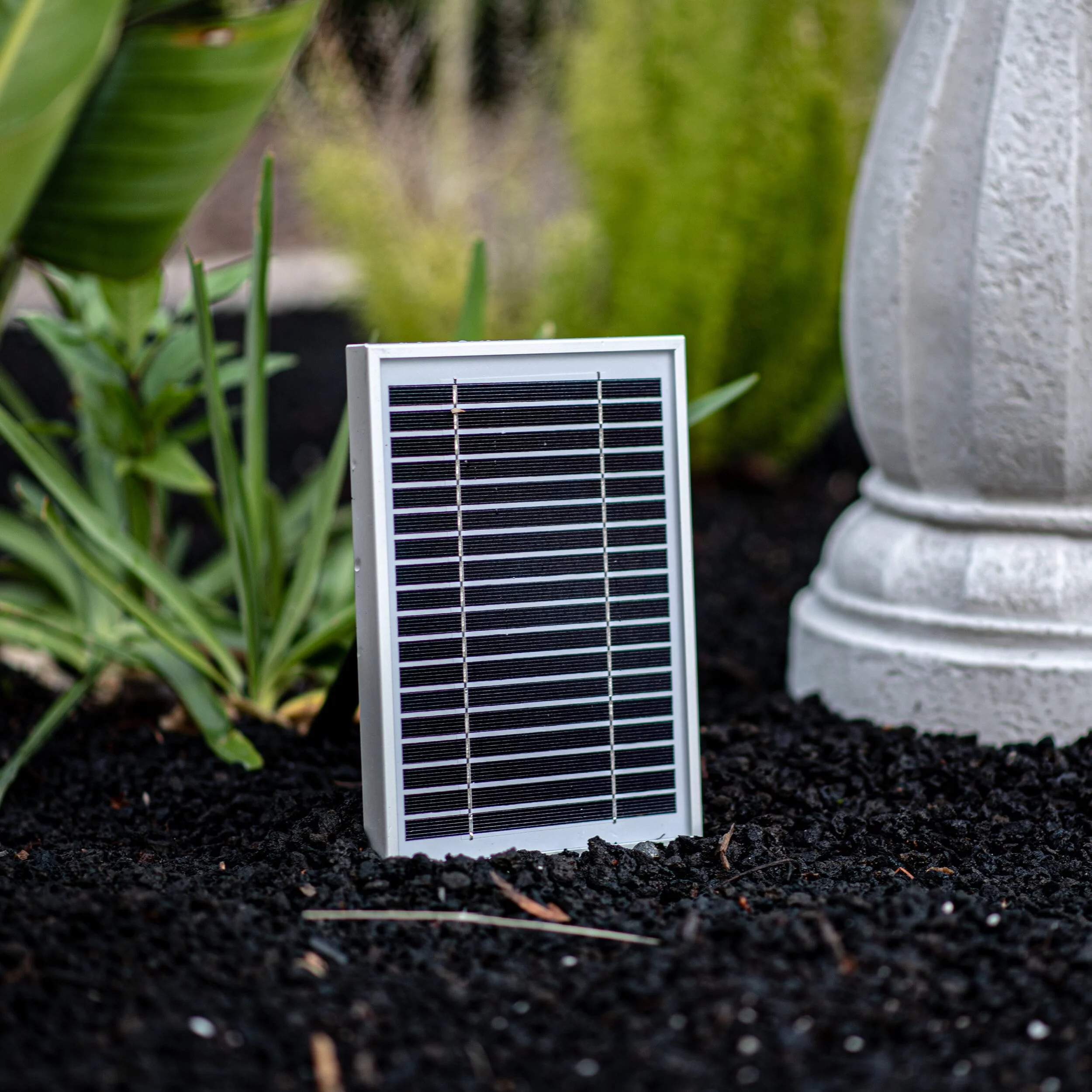 XBrand 44" H White Fiberglass/Resin 2-Tier Solar Water Fountain w/ Solar Panel and Auto-Shut Off Pump, Solar Garden Fountain, Tall Outdoor Fountain