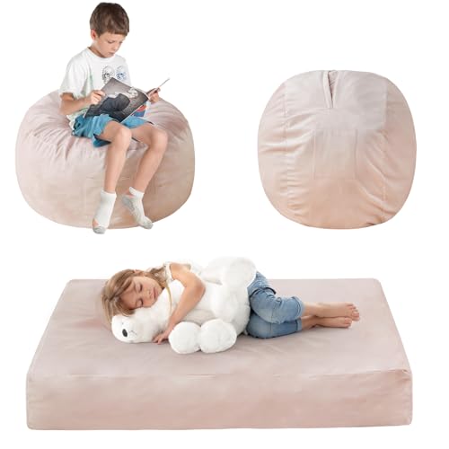 Bean Bag Chairs for Adults - Giant Bean Bag Chair Convertible Bean Bag Bed - Beanbag Chair with Micro Fiber Cover/Furniture Foam Filler
